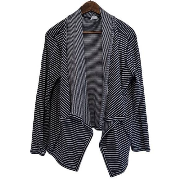 Womens Navy Blue and White Striped Slouchy Cardigan  Size Large - Picture 3 of 7